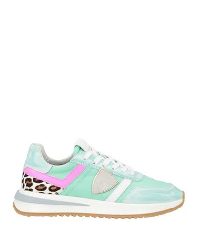 Philippe Model Woman Sneakers Light Green Size 8 Leather, Textile Fibers