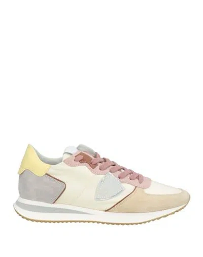 Philippe Model Woman Sneakers Pastel Yellow Size 8 Leather, Textile Fibers