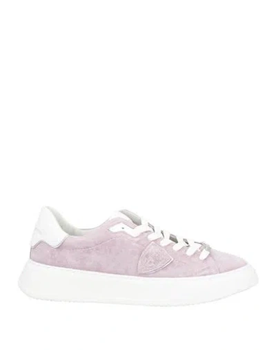 Philippe Model Woman Sneakers Lilac Size 7 Leather In Purple
