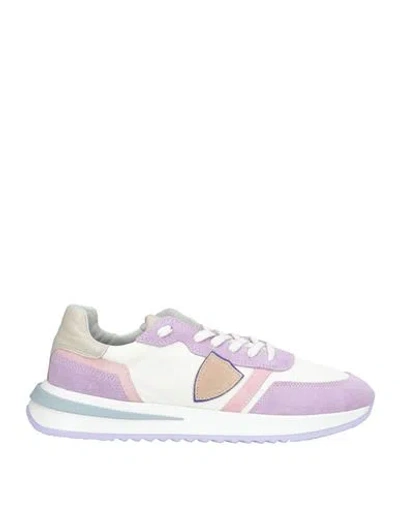 Philippe Model Woman Sneakers Lilac Size 7 Leather, Textile Fibers In Purple