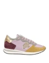 PHILIPPE MODEL PHILIPPE MODEL WOMAN SNEAKERS LILAC SIZE 7 LEATHER, TEXTILE FIBERS