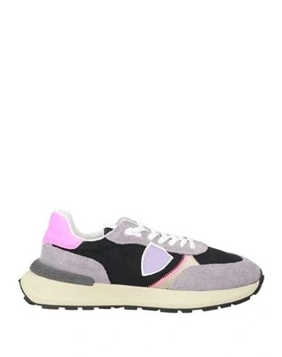 Philippe Model Woman Sneakers Lilac Size 6 Leather, Textile Fibers In Purple