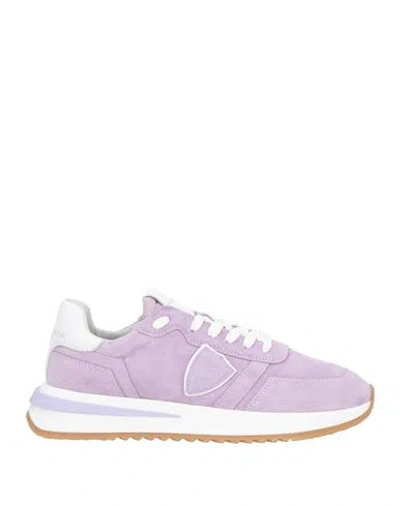 Philippe Model Woman Sneakers Lilac Size 8 Leather In Purple