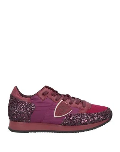 Philippe Model Woman Sneakers Mauve Size 7 Textile Fibers In Purple