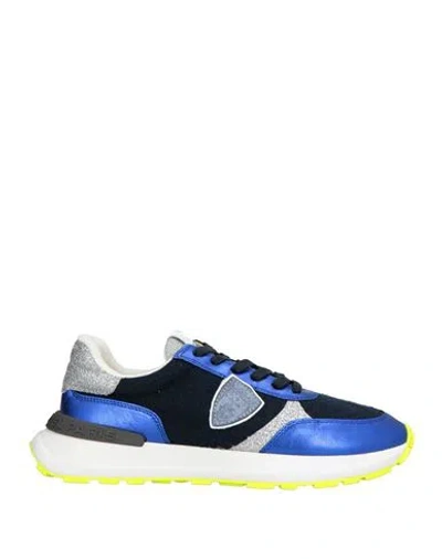 Philippe Model Woman Sneakers Midnight Blue Size 8 Leather, Textile Fibers
