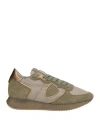 Philippe Model Woman Sneakers Military Green Size 8 Textile Fibers, Leather In Green