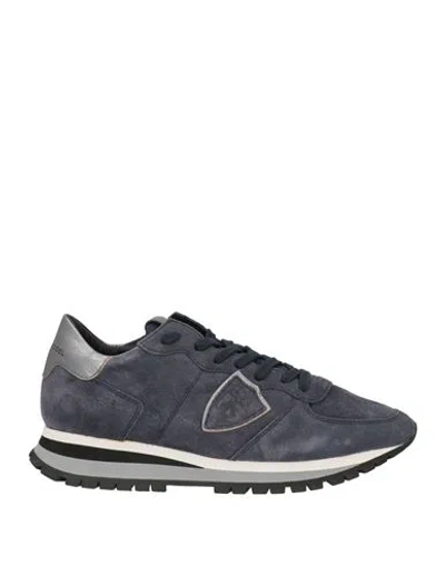 Philippe Model Woman Sneakers Navy Blue Size 7 Leather In Navy Blue