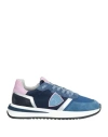 Philippe Model Woman Sneakers Navy Size 7 Leather, Textile Fibers In Navy Blue