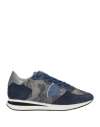 Philippe Model Woman Sneakers Navy Size 7 Leather, Textile Fibers In Navy Blue