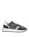 Philippe Model Woman Sneakers Navy Size 6 Leather, Textile Fibers In Multi