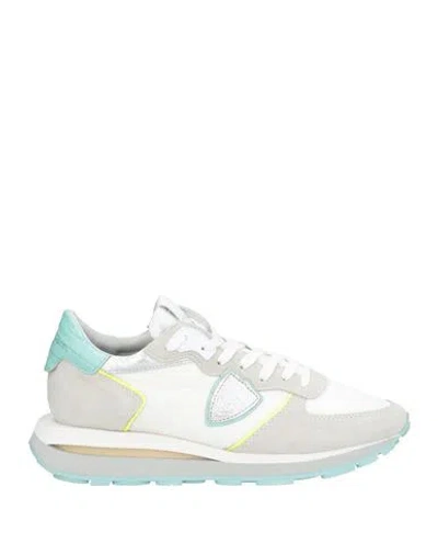 PHILIPPE MODEL PHILIPPE MODEL WOMAN SNEAKERS OFF WHITE SIZE 10 LEATHER, TEXTILE FIBERS