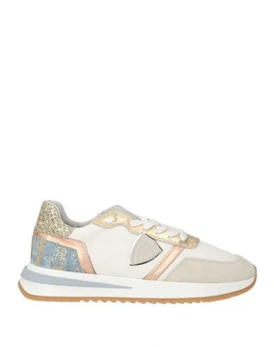 Philippe Model Woman Sneakers Off White Size 6 Leather, Textile Fibers In Multi