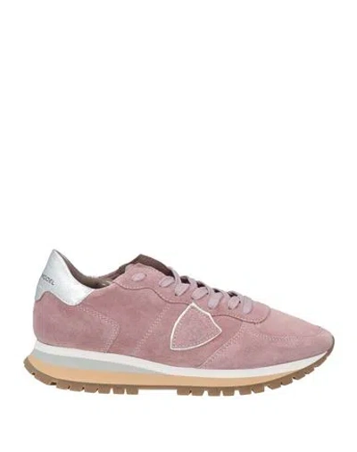 Philippe Model Woman Sneakers Antique Rose Size 7 Leather, Textile Fibers In Pink