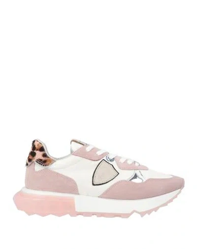 Philippe Model Woman Sneakers Antique Rose Size 7 Leather, Textile Fibers In Pink