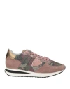 Philippe Model Woman Sneakers Antique Rose Size 8 Leather, Textile Fibers In Pink