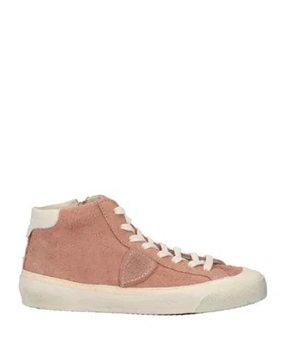 Philippe Model Woman Sneakers Pastel Pink Size 8 Leather, Textile Fibers