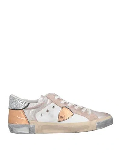 Philippe Model Woman Sneakers Pink Size 10 Leather In Neutral