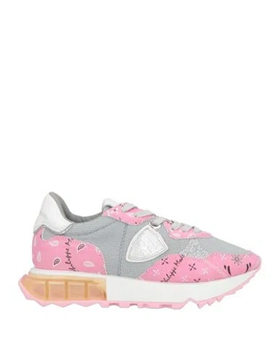 Philippe Model Woman Sneakers Pink Size 6 Leather, Textile Fibers