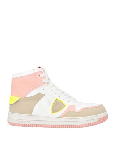 Philippe Model Woman Sneakers Pink Size 7 Leather, Textile Fibers