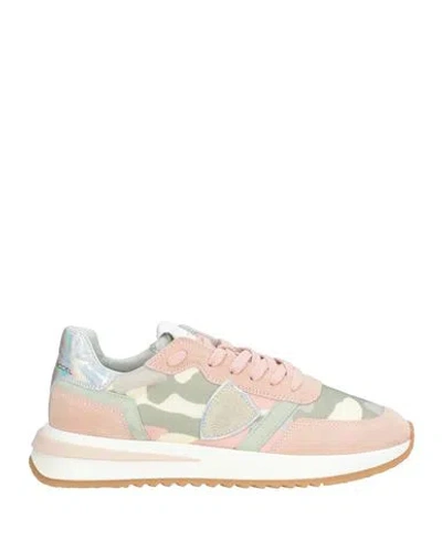 Philippe Model Woman Sneakers Pink Size 7 Leather, Textile Fibers