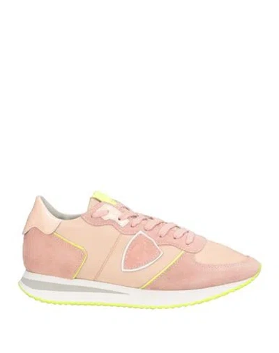Philippe Model Woman Sneakers Pink Size 7 Leather, Textile Fibers