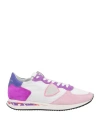 Philippe Model Woman Sneakers Pink Size 7 Leather, Textile Fibers In Pink