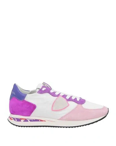 Philippe Model Woman Sneakers Pink Size 7 Leather, Textile Fibers