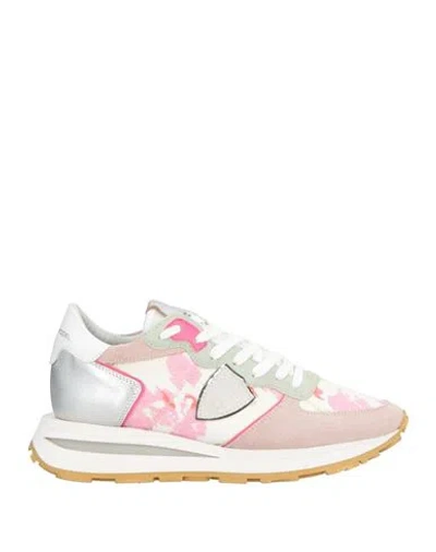 Philippe Model Woman Sneakers Pink Size 8 Leather, Textile Fibers