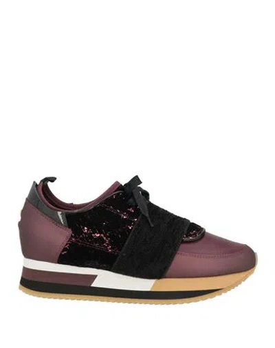 Philippe Model Woman Sneakers Plum Size 7 Leather, Textile Fibers In Purple