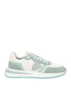 Philippe Model Woman Sneakers Sage Green Size 7 Leather, Textile Fibers In Sage Green