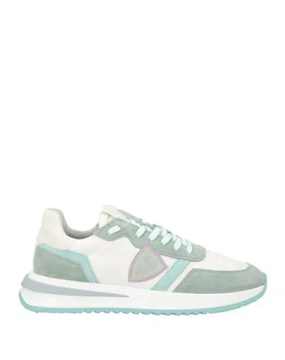 Philippe Model Woman Sneakers Sage Green Size 7 Leather, Textile Fibers