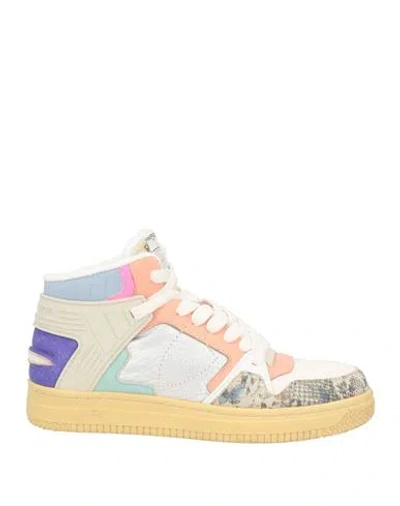 Philippe Model Woman Sneakers Salmon Pink Size 10 Textile Fibers, Leather
