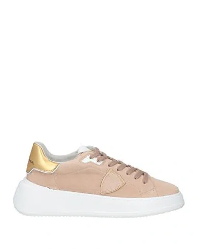 Philippe Model Woman Sneakers Sand Size 11 Leather In Pink