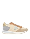 Philippe Model Woman Sneakers Sand Size 7 Leather, Textile Fibers In Beige