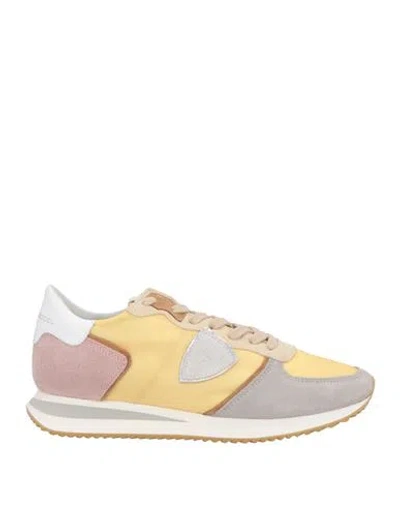 Philippe Model Woman Sneakers Sand Size 8 Leather, Textile Fibers In Beige