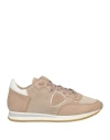Philippe Model Woman Sneakers Sand Size 7 Soft Leather, Textile Fibers In Beige