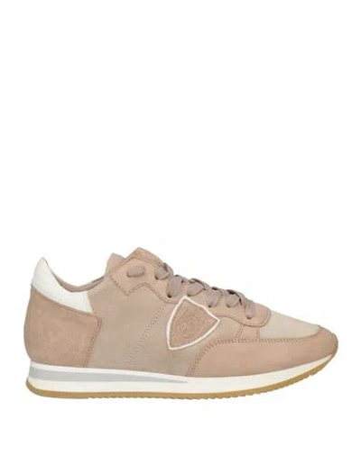 Philippe Model Woman Sneakers Sand Size 7 Soft Leather, Textile Fibers In Beige