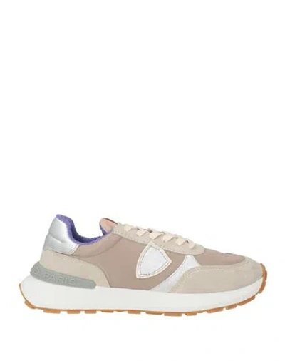 Philippe Model Woman Sneakers Sand Size 9 Leather, Textile Fibers In Multi