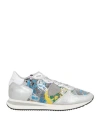 Philippe Model Woman Sneakers Silver Size 5 Leather, Textile Fibers In Silver
