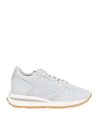 Philippe Model Woman Sneakers Sky Blue Size 6 Leather, Textile Fibers