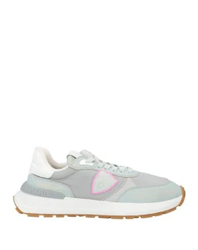 Philippe Model Woman Sneakers Sky Blue Size 7 Leather, Textile Fibers