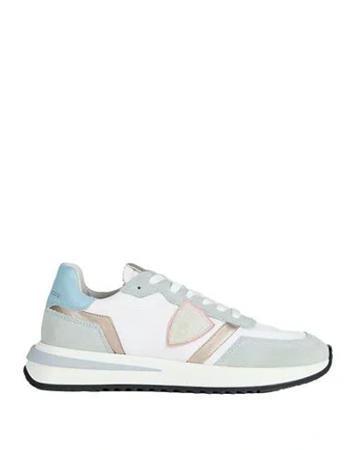 PHILIPPE MODEL PHILIPPE MODEL WOMAN SNEAKERS SKY BLUE SIZE 7 LEATHER, TEXTILE FIBERS