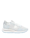 Philippe Model Woman Sneakers Sky Blue Size 8 Leather, Textile Fibers In Blue