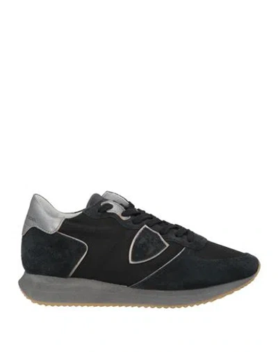 Philippe Model Woman Sneakers Charcoal Size 7 Leather, Textile Fibers In Grey
