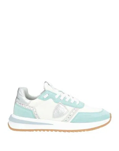 Philippe Model Woman Sneakers Turquoise Size 7 Leather In Blue