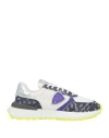 Philippe Model Woman Sneakers White Size 6 Leather, Textile Fibers In Blue