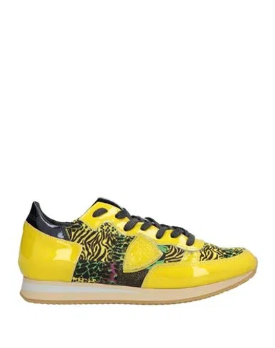 Philippe Model Woman Sneakers Yellow Size 7 Leather, Textile Fibers