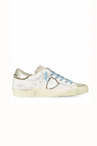 Philippe Model Women's Low Leather Sneaker In White In Multi