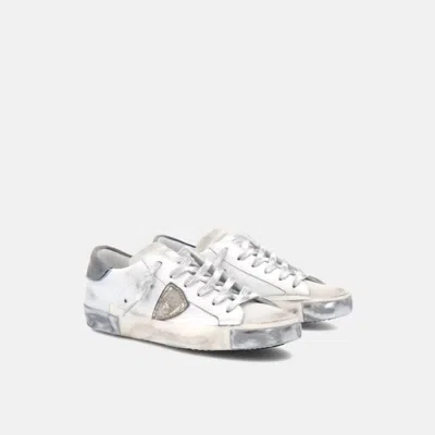 Philippe Model Women's Paris Low Sneakers In White/silver In Multi