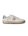 Philippe Model Women's Sneakers  Paris ♪ Wm01 - Nice Low Vintage Metal_blanc Silver In White